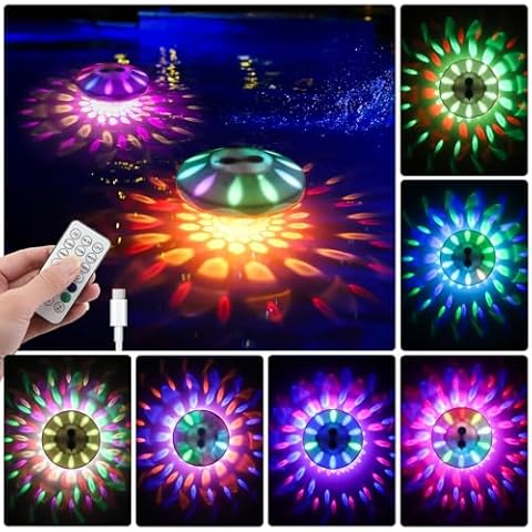 QOLNBY Floating Pool Lights with Remote Control Cover