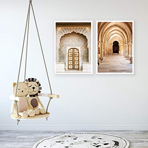 Oeuvre Art Mural Ancienne Porte Maroc | Donnez du Caractère à un Salon Vide