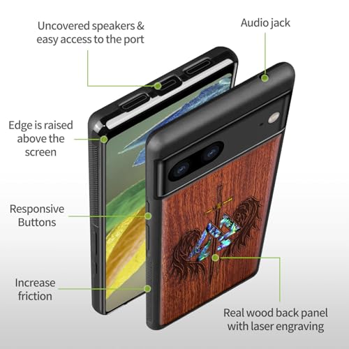 Coque pour Google Pixel 7 étui en bois gravé idée cadeau unique