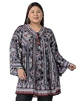 veldress21 Floral Printed Tunic Blouse Summer Fit and Flare Casual Stylish Longline Top for Women Plus Size (3XL, Blue)