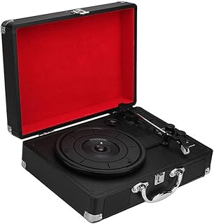 Toca-discos portátil bluetooth - caixa de madeira pu antiderrapante