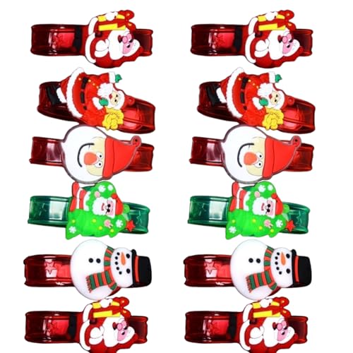 光る漫画リストバンド 12 個パック 調節可能な LED 光るパーティー用 クリスマスブレスレット LED ライト付き