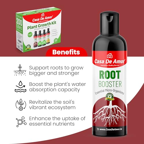 Image of Casa De Amor Plant Growth Kit 3-in-1 Liquid Plant Nutrition Boost Growth, Enhance Roots, and Nourish Plants | Ideal for Indoor and Outdoor Gardens (4 packs of 200 ml)