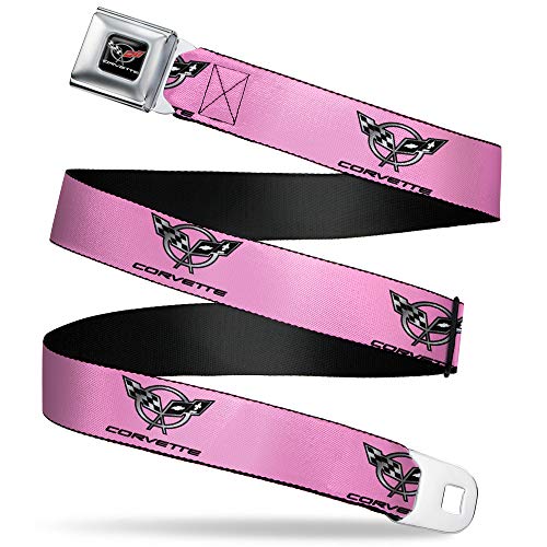 Buckle-Down Belt Seatbelt Buckle Corvette C5 Logo Repeat Pink Black Silvers Mens Womens Kids Adjustable