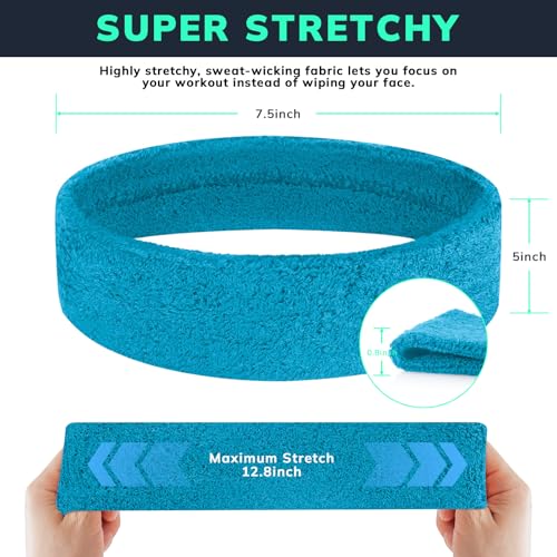 Image of Sweatbands Sports Headband for Men & Women - Terry Cloth Moisture-Wicking Sports Towel Headband for Tennis, Basketball, Running, Gym, and Fitness Working Out