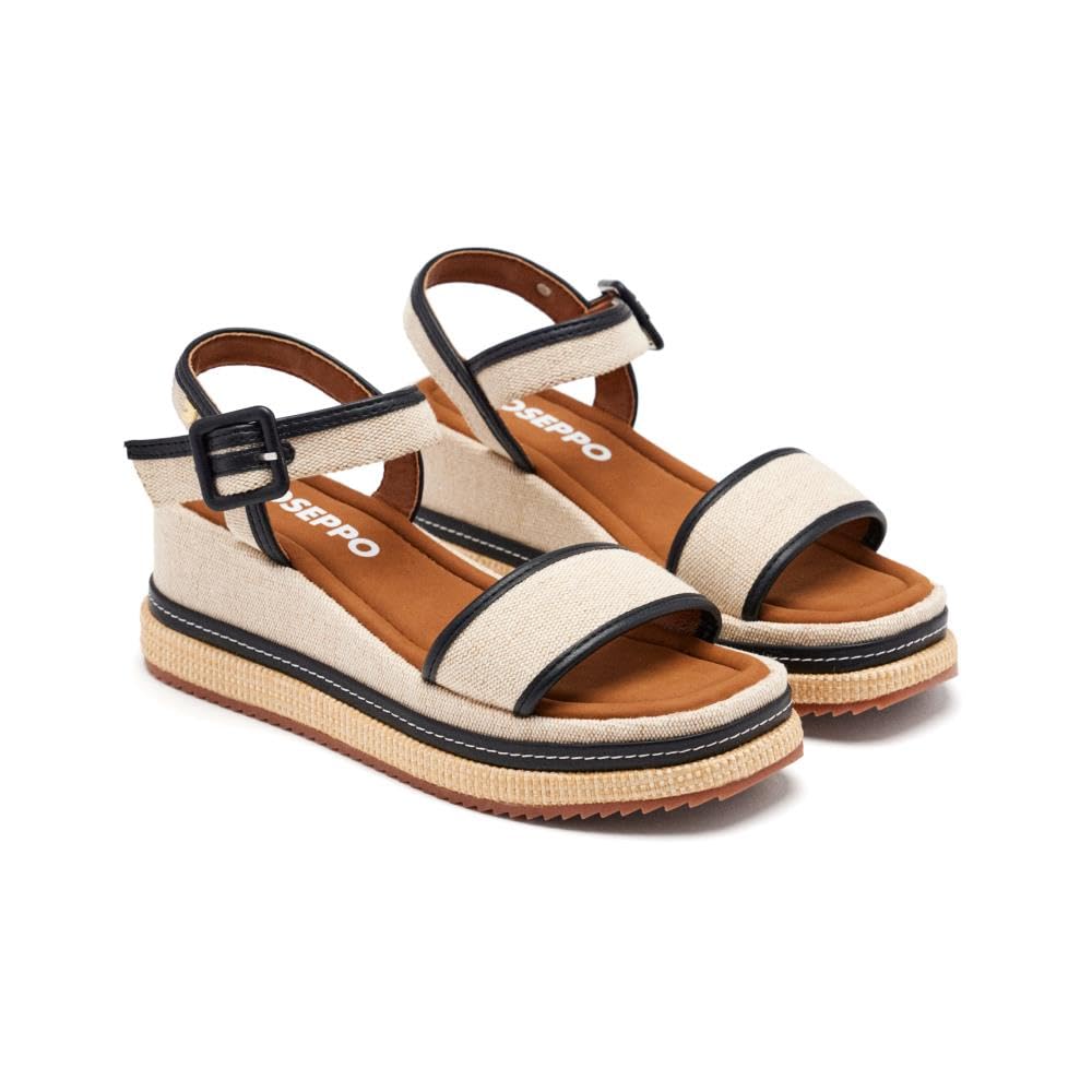 GIOSEPPO Women's Brockway Wedge Sandal, Black/White, 7.5 UK