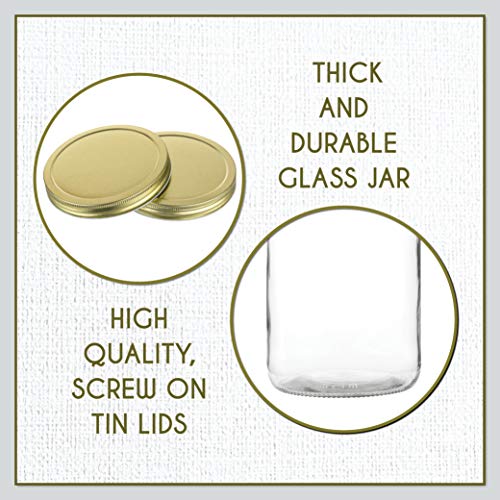 Image of kitchentoolz 2 Pack - 1 Gallon Glass Mason Jar Wide Mouth with Airtight Metal Lid - Safe for Fermenting Kombucha Kefir - Pickling, Storing and Canning- BPA-Free Dishwasher Safe- Made in USA