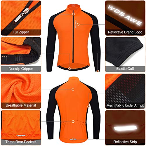 Jersey de ciclismo, Andoer Jérsei de ciclismo masculino respirável com zíper completo de mangas comp