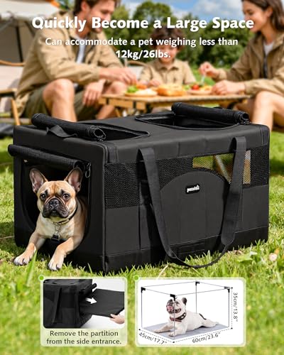 Image of Pecute Cat Carrier, Soft Double Pet Crate for 2 Cats Travel, Dark Gray
