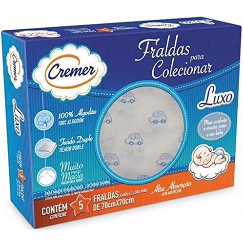 Cremer Fralda Luxo Estampa Masculina Pc Com 5 Unidades (Embalagem Pode Variar)