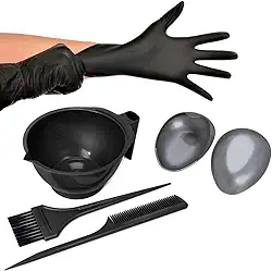 Kit Tintura Tigela Pente Pincel Luva com Protetor de Orelha