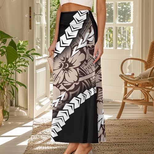 Polynesian Puletasi Samoa Women's Casual High Waist Flare Long Maxi Skirt A-Link Long Maxi Skirt Beach Skirt2