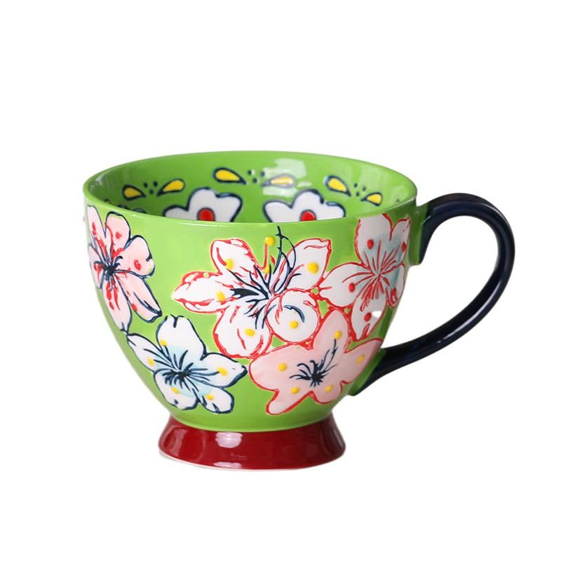 Amazon.co.jp: [ロトンシハイ] マグカップ 可愛い花柄 500ml 陶器 雑貨