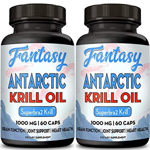 (2-Pack) Pure Antarctic Krill Oil 1000mg with Astaxanthin 120 Caps Omega 3 6 9 - EPA DHA - 100% Purified, Mercury Free and Wild Caught - Non GMO - Gluten Free - Pure Krill Oil