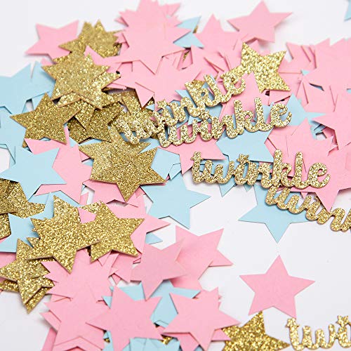 Image of Twinkle Star Glitter Paper Confetti for Baby Shower Gender Reveal Party Decorations Baby Birthday Party Supplies (Pack of 3)