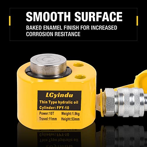 Image of 10T Low Profile Hydraulic Cylinder Ram Jack Kit FPY-10 0.43 inch Stroke + CP-180 400cc Manual Hydraulic Hand Pump Hydraulic Porta Power Kit