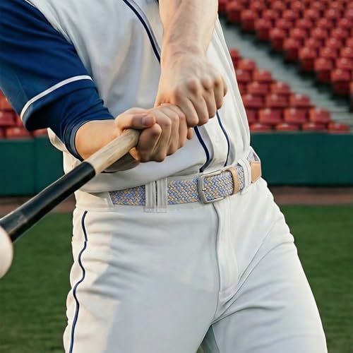 Image of SUOSDEY Men Stretch Braided Belt, Elastic Belt for Jeans Pants Casual Golf Belt 1 3 /8 inch