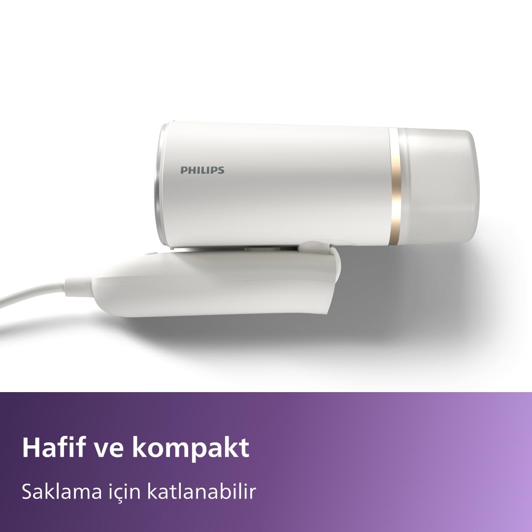 Philips El Tipi Buharlı Ütü 3000 Serisi – Kompakt ve Katlanabilir Tasarım, 30 Saniyede Hazır, 1000W ve 20g/dak Sürekli Buhar, Ütü Masası Gerektirmez, Tüm Kumaşlarda Güvenli (STH3020/10)
