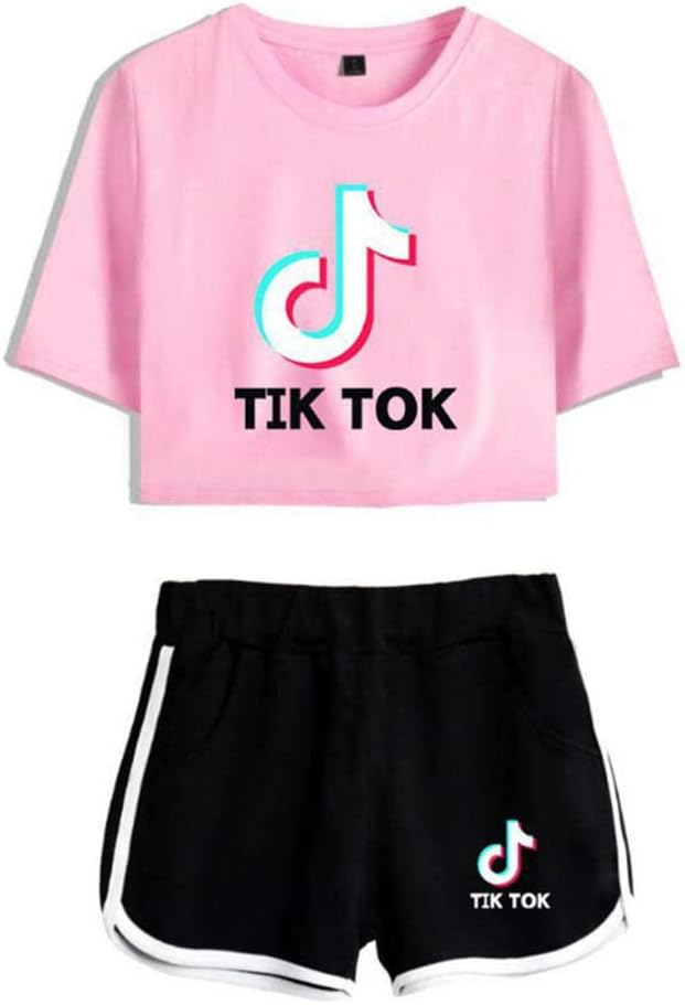 TIK TOK girl nine points top + shorts suit, sports yoga clothes, T-shirt running sportswear and summer short-sleeved sportswear