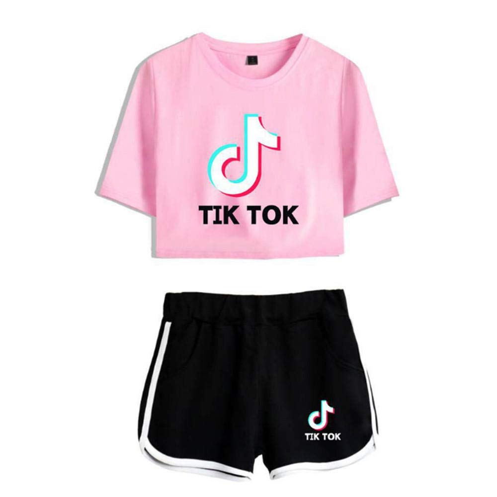 TIK TOK girl nine points top + shorts suit, sports yoga clothes, T-shirt running sportswear and summer short-sleeved sportswear