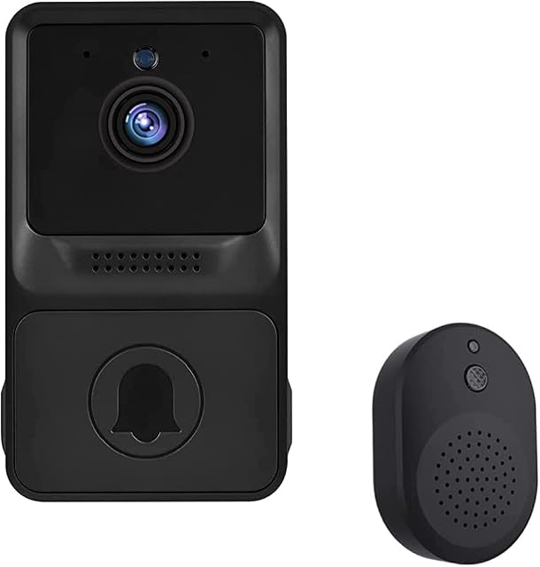 Wireless Video Doorbell 1080P High Resolution Visual Smart Doorbell Camera with Chime WiFi Smart Photo Door Bell with IR Night Vision 2-Way Audio Real-Time Monitoring IP65 Weatherproof