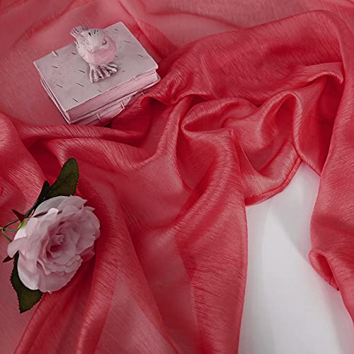 Mumfas Ruby Red Chiffon Table Runner Sheer 34X122 Inch For Valentine's Day Wedding Anniversary Marriage Proposals Or Engagements Party Table Swags Valance Reception Decoration 1 Piece #TOP5