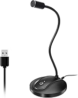 Vista 7 de JOUNIVO Micrófono USB para computadora con botón de silencio, condensador plug&play, escritorio, PC, portátil, Mac, micrófono PS4 - diseño de cuello
