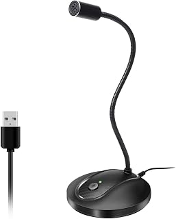 JOUNIVO JV601 USB Gooseneck Microphone - 360° Adjustable, Noise-Canceling, Mute Button, Plug & Play for PC, Mac, Podcasting, Gaming