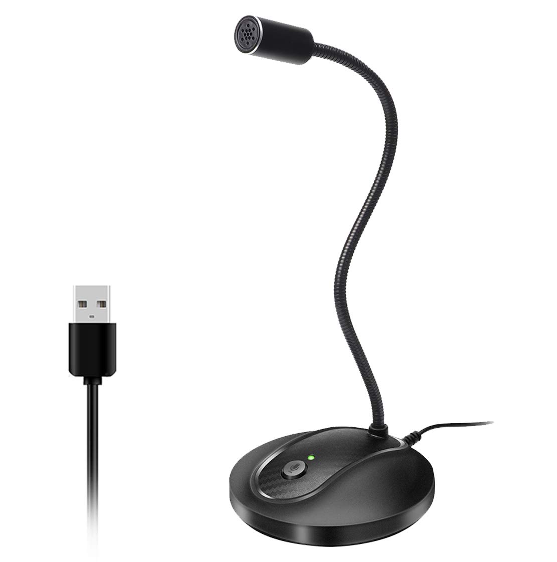 JOUNIVO USB Microphone 360 Degree Adjustable Gooseneck Design Mute Button LED Indicator Noise-Canceling Technology Plug Play Compatible with