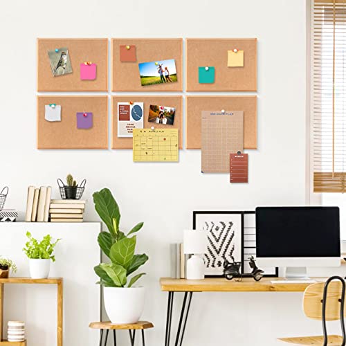 Uoisaiko Bulletin Board 16"X12", 6 Pack Large Felt Board Tiles Alternative To Cork Board For Wall Decor, Damage-Free Pin Board Decorative Notice Board Memo Board For Home Office School, 20 Push Pins #TOP5