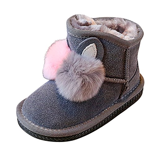 Evelin LEE Baby Boys Girls Winter Warm Snow Boots Fur Anti-Clip Shoes (6-21 Month)