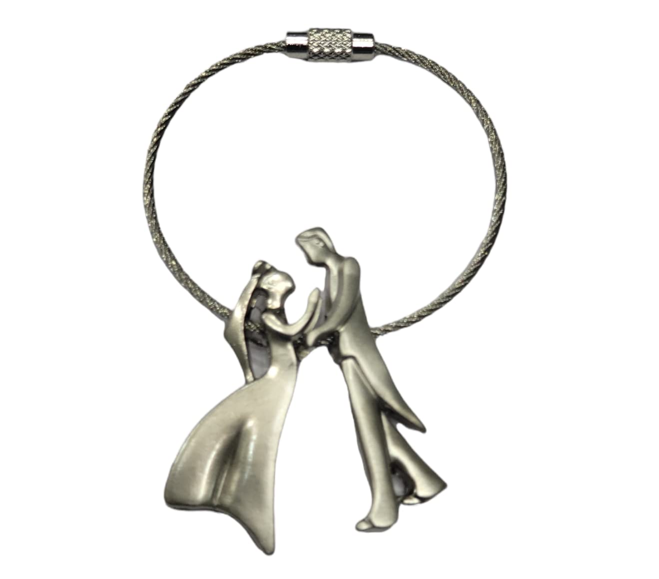 AUGEN Premium Couple-Silver Stainless Steel Keychain Metal For Gifting With Key Ring Anti-Rust (Pack Of 1)-image-5