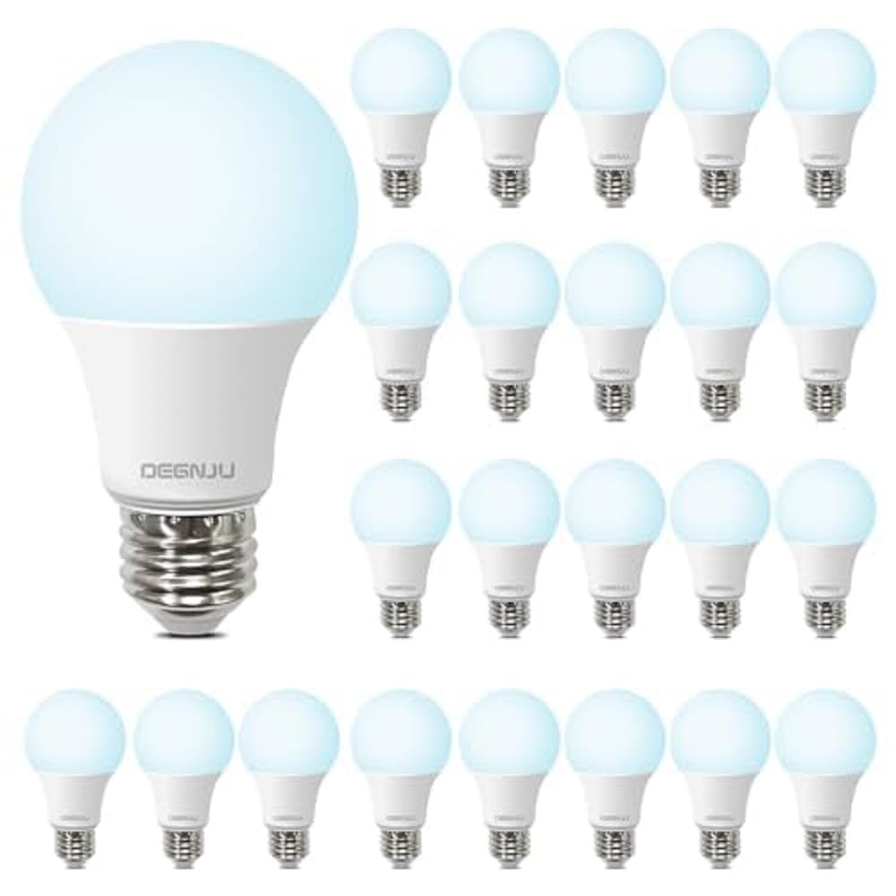 LED Light Bulbs Daylight 5000K, 60 Watt Equivalent LED Bulbs, A19 Standard Bulbs, 800 LM, 15000 Hours, E26 Base, Non-Dimmable, 8W LED Bulbs for Bedroom Living Room 24 PackGlobal Recycled StandardGlobal Recycled StandardGlobal Recycled Standard