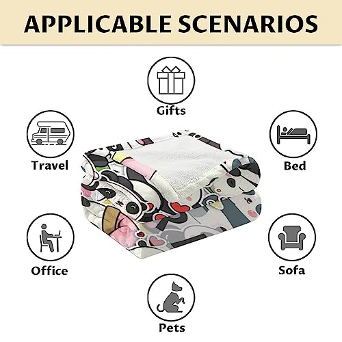 Personalized Panda Blanket Gifts with Name - 40"x50" Cute Throw Blanket for Kids, Adults - Black Soft Fuzzy Blankets for Couch & Sofa