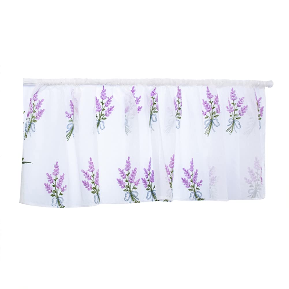 CHICIRIS Tenda Ricamata per Camera da Letto, Armadio - Tenda Corta per Finestra, Ripiani Caffè, Bagno (Ricamo Viola)