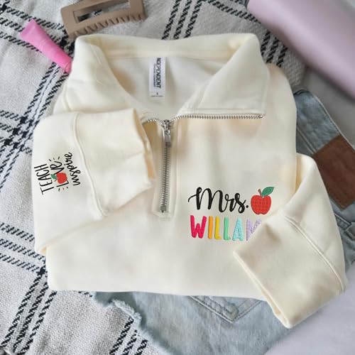 Noni Personalized Teacher Quarter Zip Sweatshirt, Custom Embroidered Teach Sweatshirt, Teachers Gifts, Teach Sweatshirts4