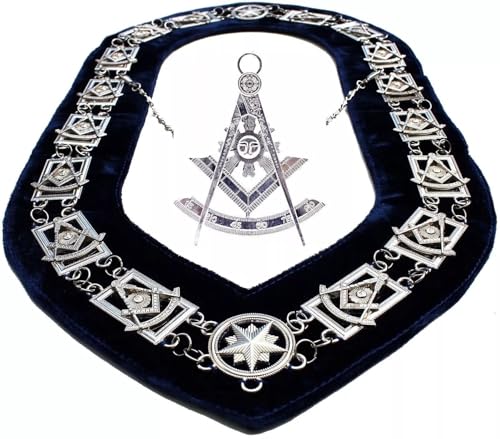 Masonic Past Master Chain Collar Silver With free Jewel - Masonic Chain Collar