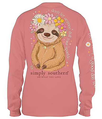 Image of Simply Southern Youth | Don't Let Anyone Dull Your Sparkle | Preppy and Stylish Girl's Rouge Pink Relaxed-Fit Medium Long Sleeve T-Shirt