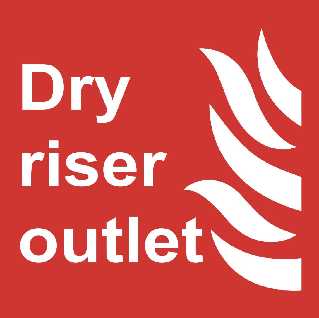 Fire Equipment Dry Riser Outlet Sign Safety Warning Sign Self Adhesive Gloss Sticker 210mm x 210mm
