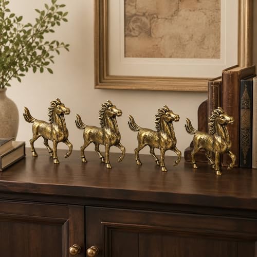Estatua de bronce de caballo del zodiaco 4 piezas estilo chino retro miniatura 3