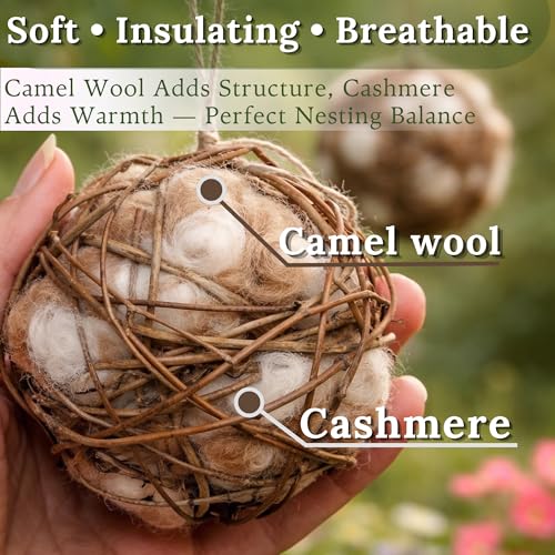 Image of Hummingbird Nesters Bird Nesting Material Holder for Wild Birds Humming Bird House Materials Gifts for Bird Watching Nature Lovers Refillable Outdoor Bird Station (3 Balls Safe Nesting Starter Kit)