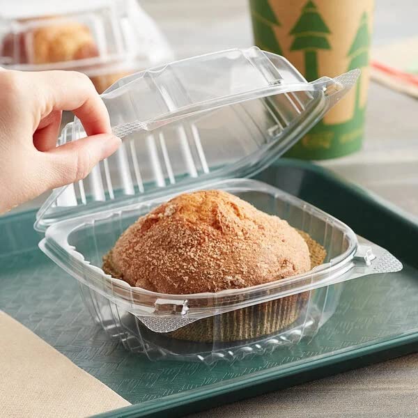VeZee Model # C57PST1| 6" X 5 13/16" X3" ClearSeal Hinged Lid Plastic Container Use for Take-out/to-Go Food, Sandwiches, Cake, Salad (500Ct)