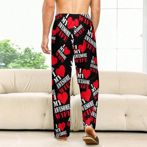 I Love My Awesome Wife Soft Pajama Pants Sleepwear Bottoms Casual Sleep Lounge Pant Straight Trouser for Men Women2