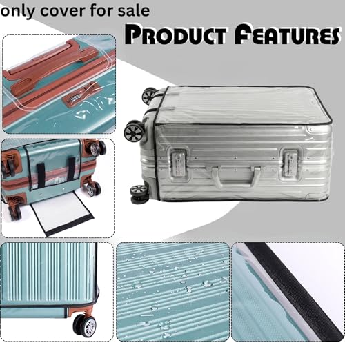 Image of Kraptick Transparent Luggage Cover - Waterproof and Dustproof Luggage Protector, Stretchable Elastic Cover for Travel Trolley Bags, Durable and Clear Luggage Protector Case (Transparent-18 Inch)