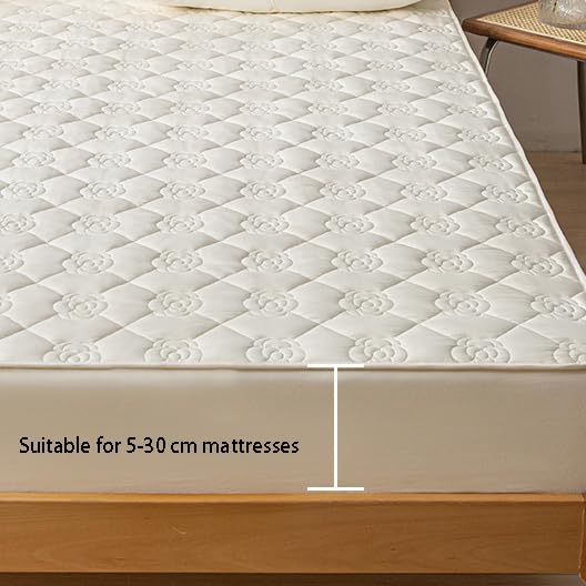 FCLDESHOP Todas Las Medidas,Colcha De Bolsillo Extra Profunda Impermeable Acolchada Engrosada, Sábanas De Cama con Barrera Orina para Habitación De Niños Mayores, Gris Claro A, 120X200cm (3 Piezas)