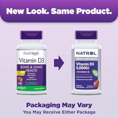 Natrol Vitamin D3 Fast Dissolve Tablets, Dietary Supplement, Bone & Joint Health, Support Your Immune Health, 5000 IU, 90 Count (Pack of 12) - Thumbnail 2