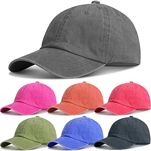 Image of Geyoga 7 Pieces Unisex Vintage Washed Distressed Baseball Hat Baseball Cap for Dad Twill Adjustable Hat