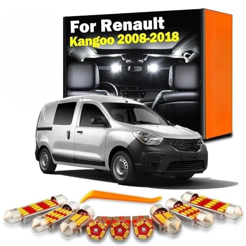HUYQAPR Kit de 11 Luces LED para el Interior del Coche, para Renault Kangoo 2008-2013 2014 2015 2016 2017 2018, Bombillas LED