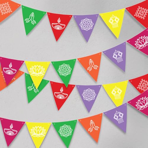 Image of Party Propz Festive Decorations Banner - 2 Pcs, 54 Inch Traditional Print Decorations Banner, Holi Decoration Items for Home, Holi Banner, Haldi Decor (Cardstock)