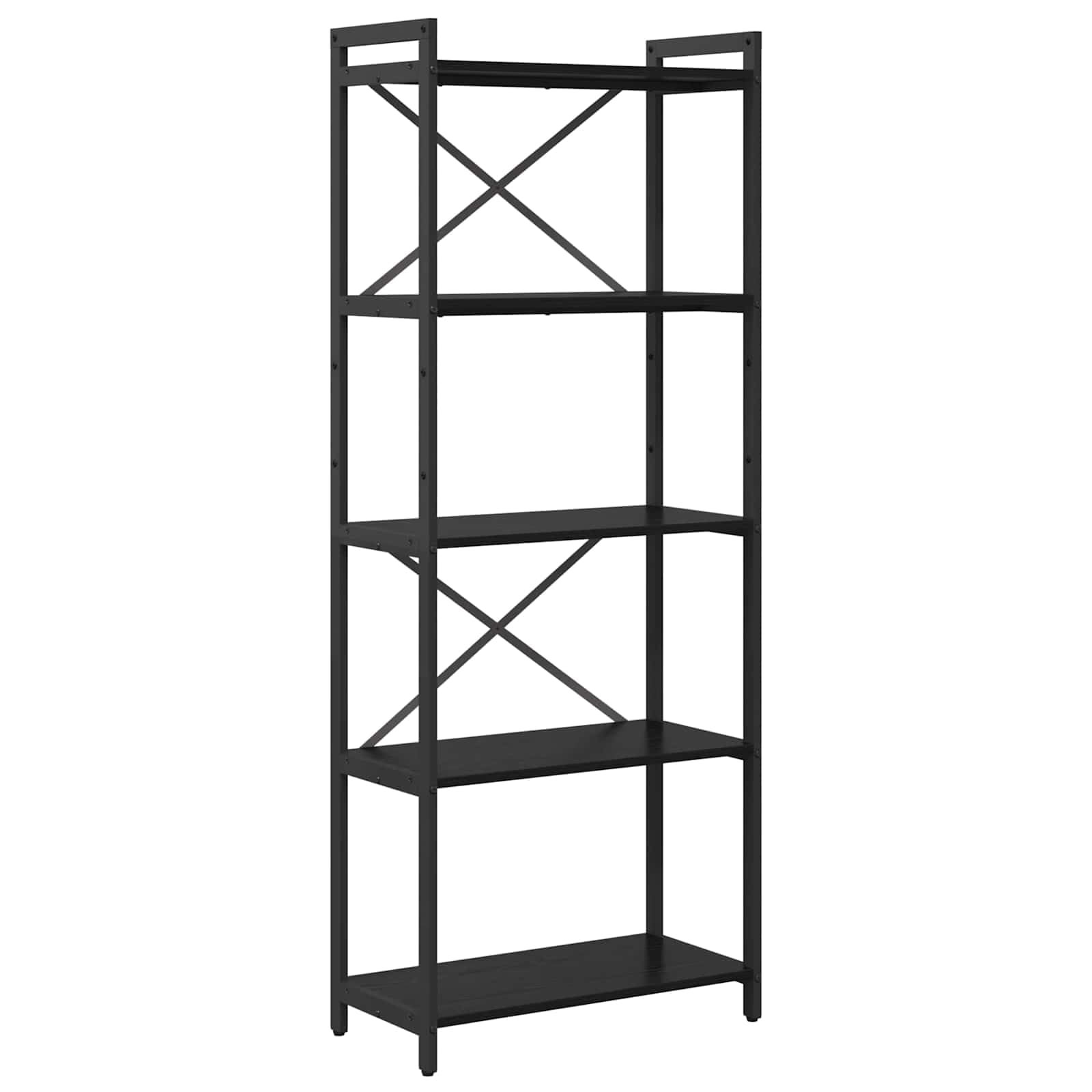 Scaffale da 60 x 30 x 155 cm, colore nero, effetto rovere